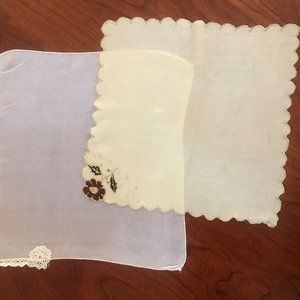 PRECIOUS VINTAGE HANKIES! Set of two! Gorgeous little pieces of art!